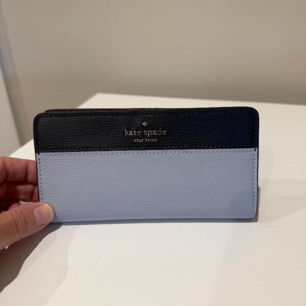 Kate Spade Darcy Large Slim Bifold wallet - Navy and Light Blue
